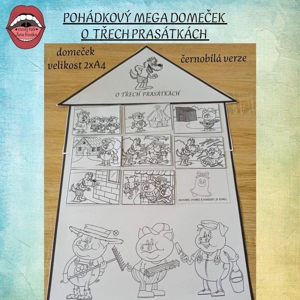 POHÁDKOVÝ MEGA DOMEČEK: O TŘECH PRASÁTKÁCH (černobílé)