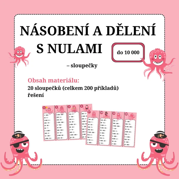 NÁSOBENÍ A DĚLENÍ S NULAMI do 10 000 - sloupečky