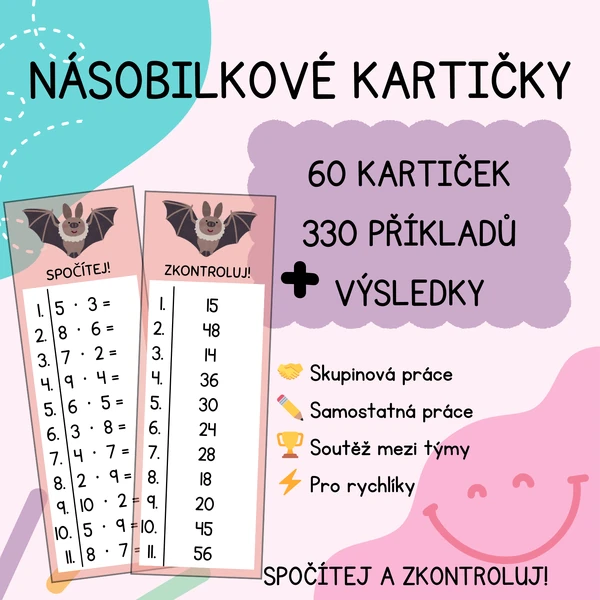 NÁSOBILKOVÉ KARTIČKY