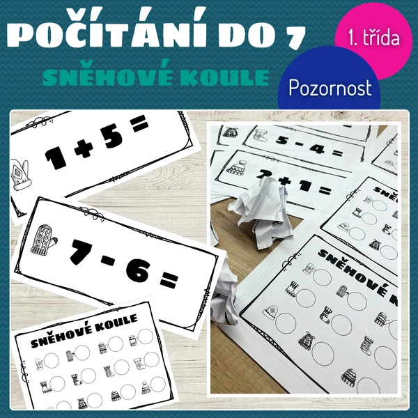 Sněhové koule - počítání do 7