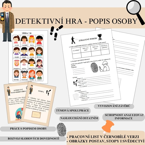 Detektivní hra - popis osoby