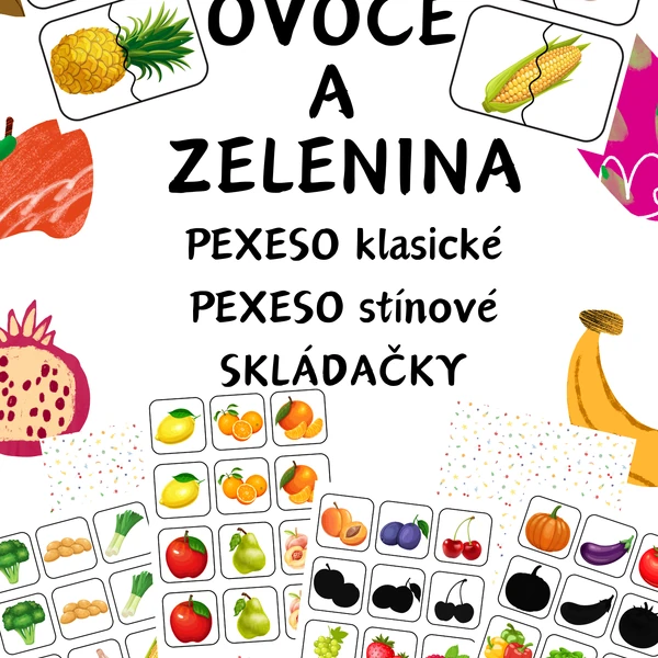 Ovoce a zelenina - pexeso, skládačky