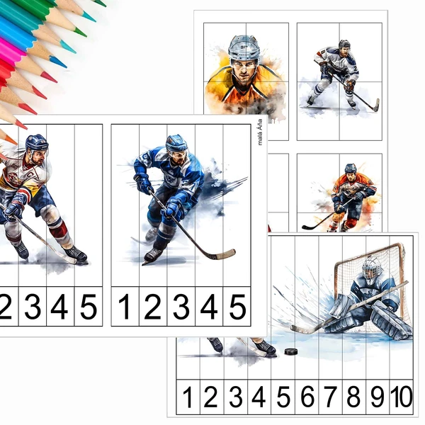 HOKEJ - počítání a puzzle pro nejmenší