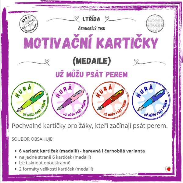 Motivační kartičky - Už můžu psát perem!