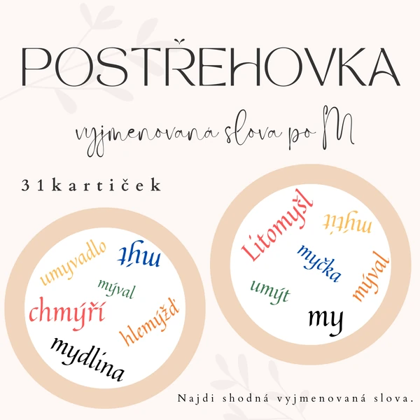Postřehovka - vyjmenovaná slova po M