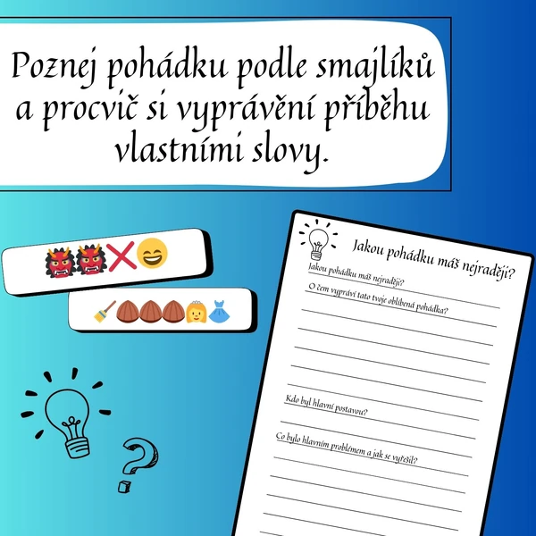 Poznej pohádku podle smajlíků a procvič si vyprávění příběhu vlastními slovy.