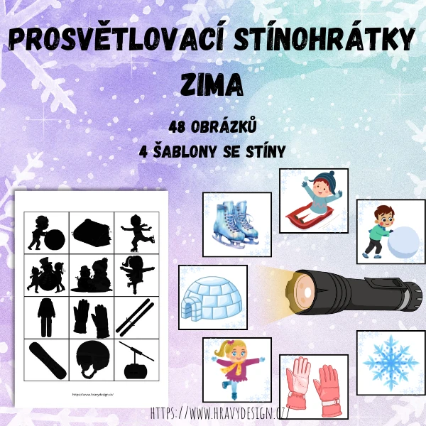 Prosvětlovací obrázky - zima - stínohrátky 