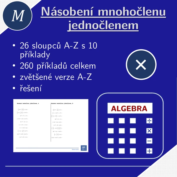 Násobení mnohočlenů jednočlenem | matematika | algebra | 26 sloupců