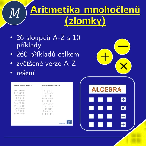 Aritmetika mnohočlenů (zlomky) | matematika | algebra | 26 sloupců