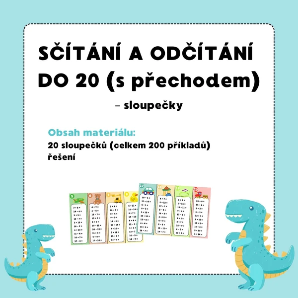 SČÍTÁNÍ A ODČÍTÁNÍ DO 20 (s přechodem) – sloupečky