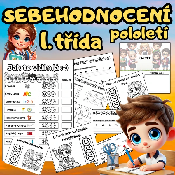 SEBEHODNOCENÍ - 1. třída - pololetí + ukázka dopisu pro děti