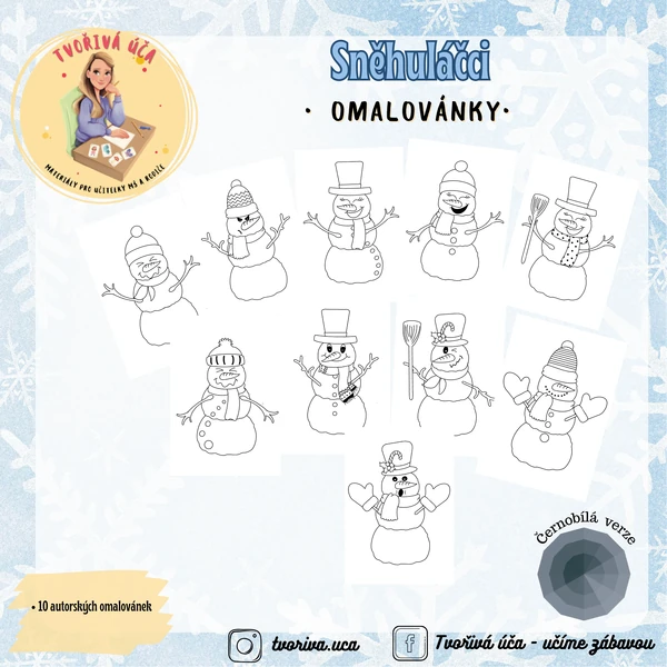 Sněhuláčci - omalovánky 