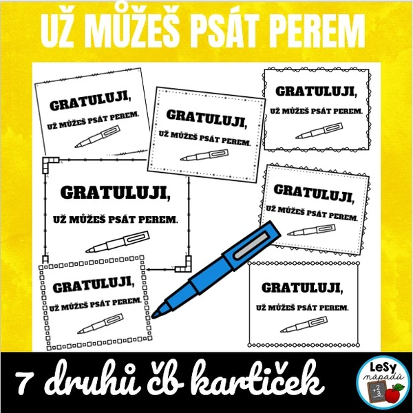 Už můžeš psát perem - čb kartičky