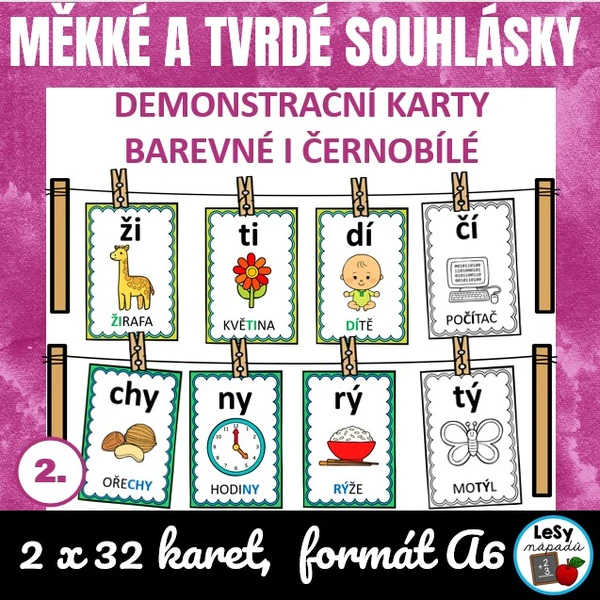 Měkké a tvrdé slabiky - demonstrační karty