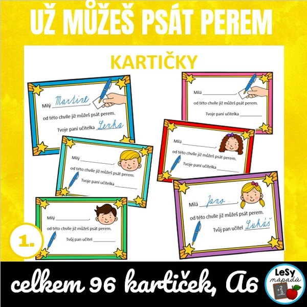 Už můžeš psát perem - barevné s hvězdami