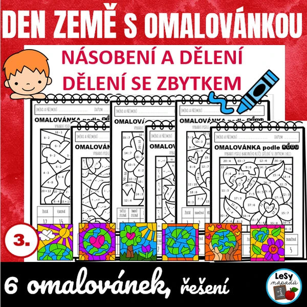 Den Země - násobení a dělení s omalovánkou
