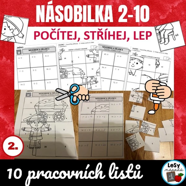 Násobení - počítej, stříhej, lep