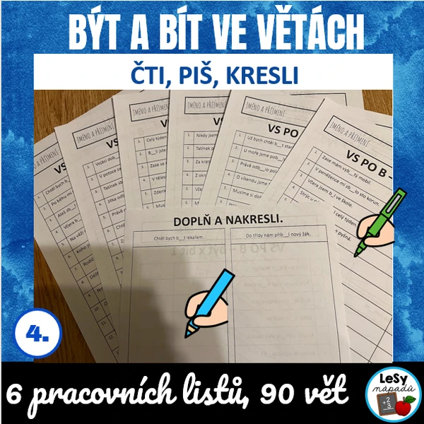 Být a bít ve větách - pracovní listy