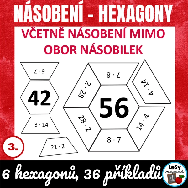 Násobení mimo obor násobilek - hexagony