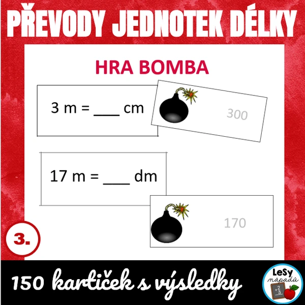Převody jednotek délky - hra bomba