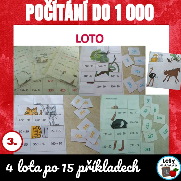 Přičítání a odčítání desítek - loto