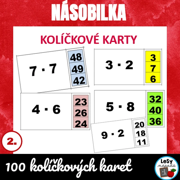 Násobení - kolíčkové karty