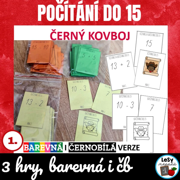 Počítání do 15 - černý kovboj
