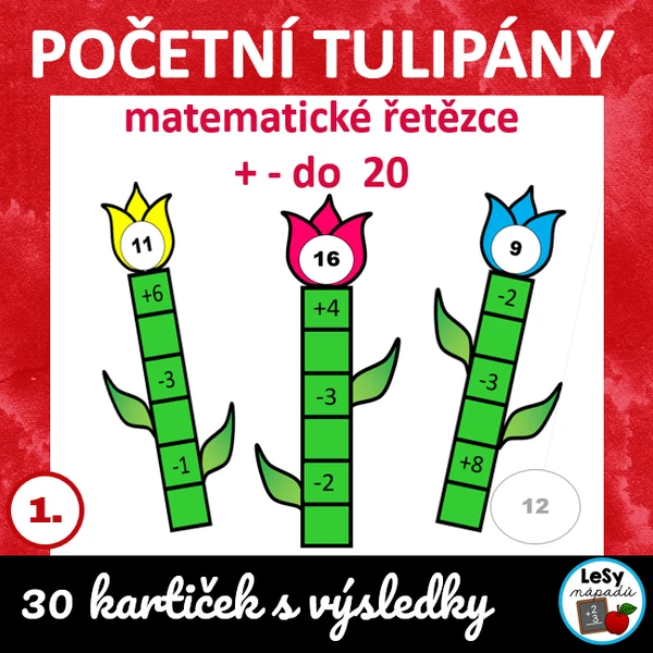 Početní tulipány do 20 - matematické řetězce