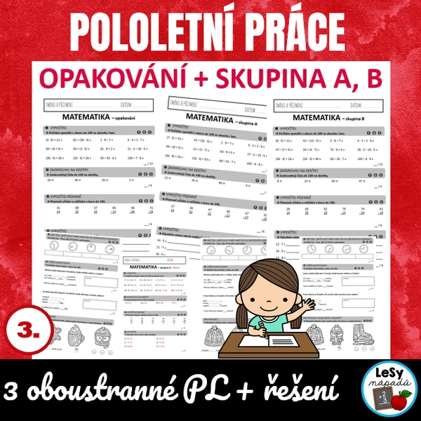 Pololetní práce za 3. ročník - matematika