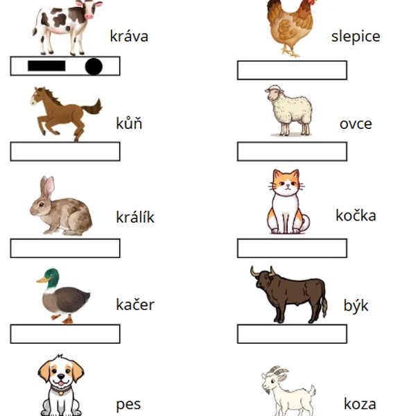 Logopedie (sluchová orientace) - délka slabik "Zvířata na farmě"