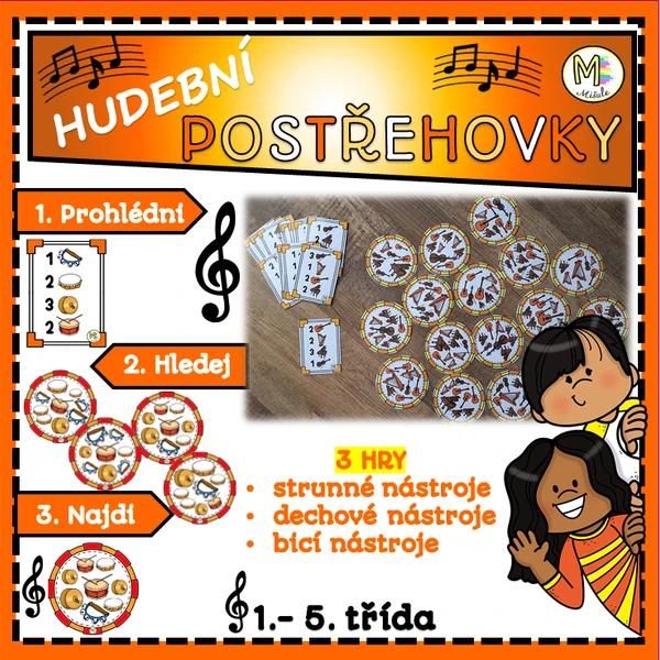 HUDEBNÍ POSTŘEHOVKY- HUDEBNÍ NÁSTROJE- 3 HRY
