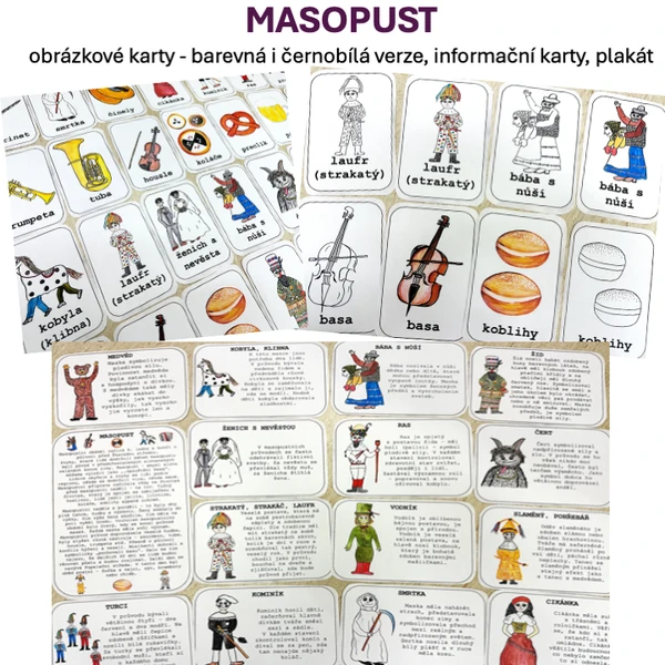Masopust - obrázkové a informační karty, plakát