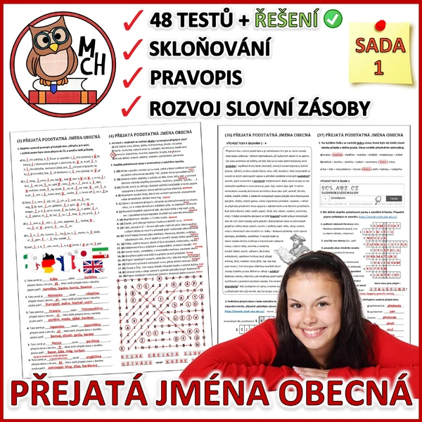 Skloňování přejatých podst. jmen obecných - SADA 1 (s řešením)