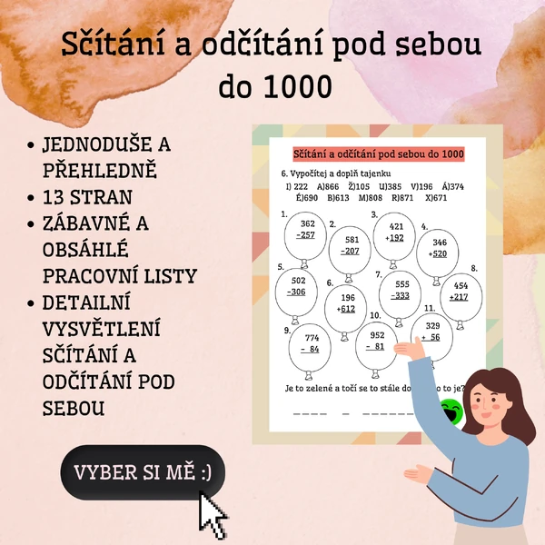 Sčítání a odčítání pod sebou do 1000