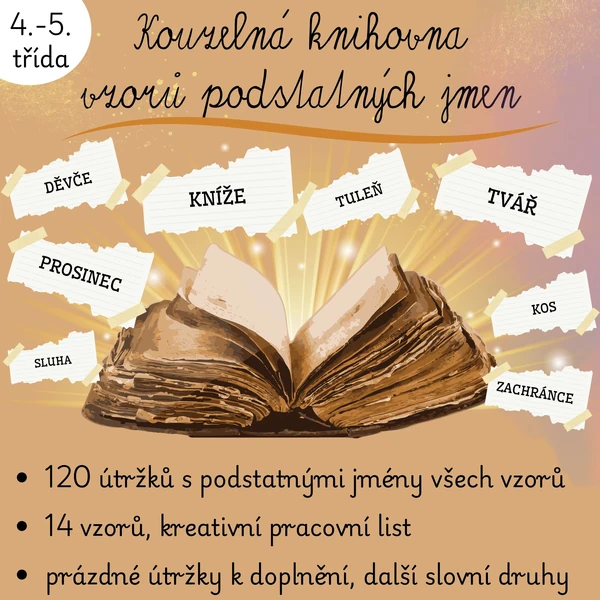 Kouzelná knihovna vzorů podstatných jmen