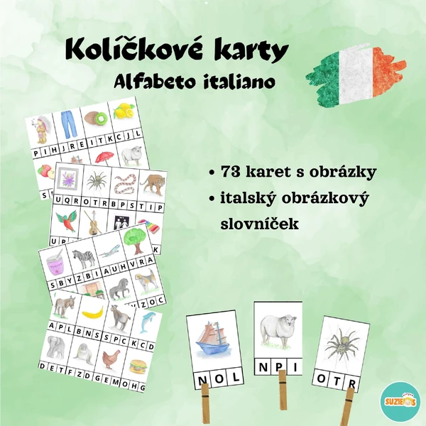 Kolíčkové karty - italská abeceda
