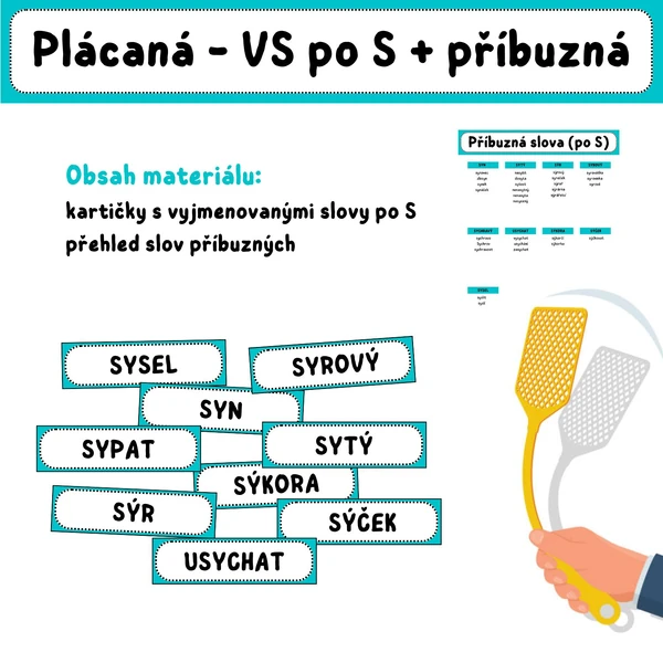 PLÁCANÁ - vyjmenovaná slova po S + příbuzná