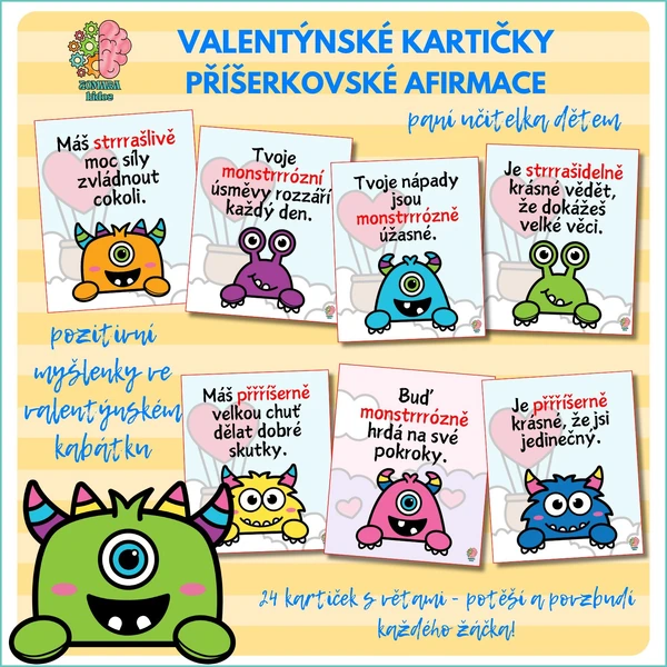 Valentýnské kartičky – příšerkovské afirmace