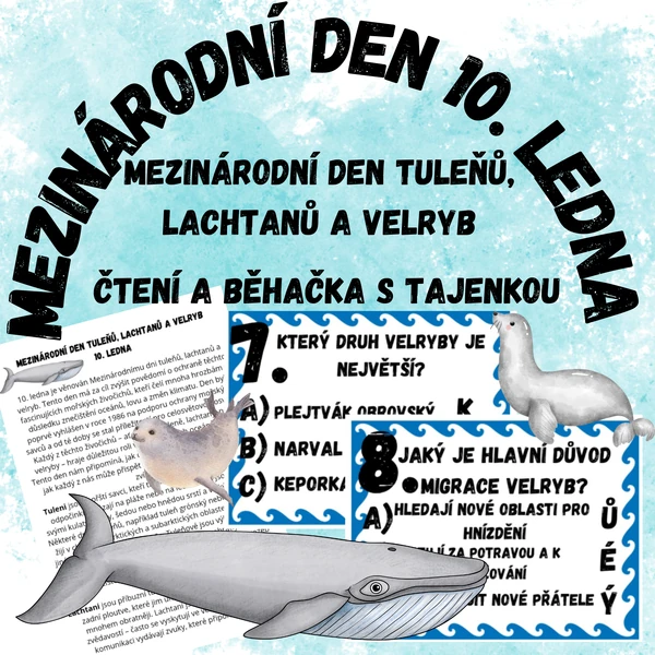 Mezinárodní den tuleňů, lachtanů a velryb 10. ledna - čtení a běhačka s tajenkou