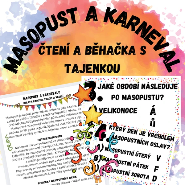 Masopust a karneval - čtení a běhačka s tajenkou