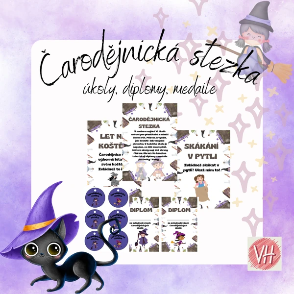 Čarodějnická stezka+ diplomy, medaile
