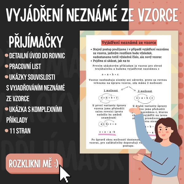 Vyjádření ze vzorce - přijímačky