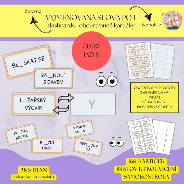 Vyjmenovaná slova po L - flashcards (oboustranné kartičky)