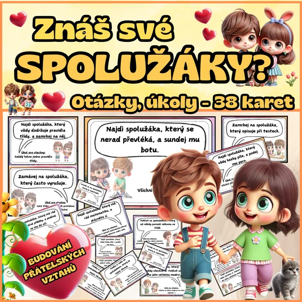 ❤️ Znáš své spolužáky? – Kartičky komunikační s úkoly ❤️