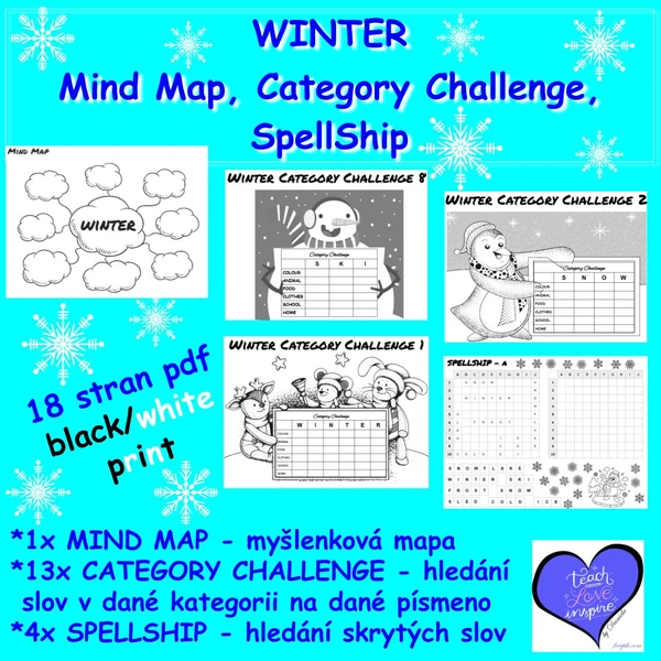 WINTER - Mind Map, Category Challenge, SpellShip