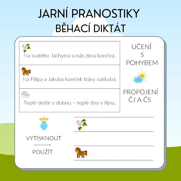 Jarní pranostiky - běhací diktát