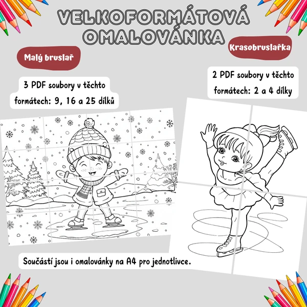 Velkoformátové omalovánky - Bruslení na ledě
