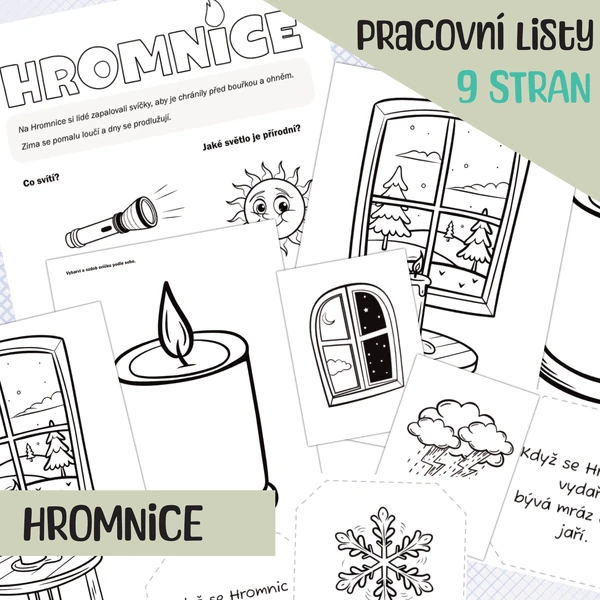 Hromnice - ČB pracovní listy nejen pro MŠ