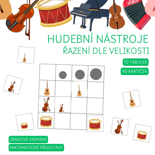 HUDEBNÍ NÁSTROJE - řazení dle velikosti