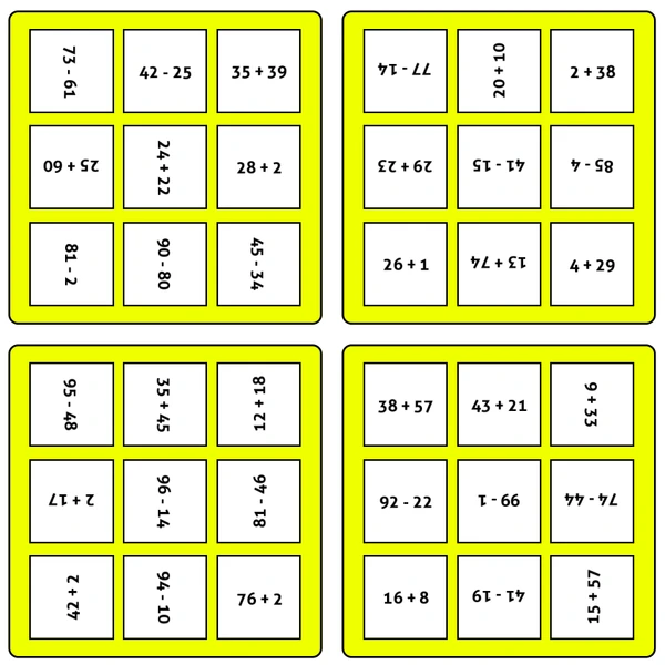 Hra na postřeh: sčítání a odčítání do 100 (9)